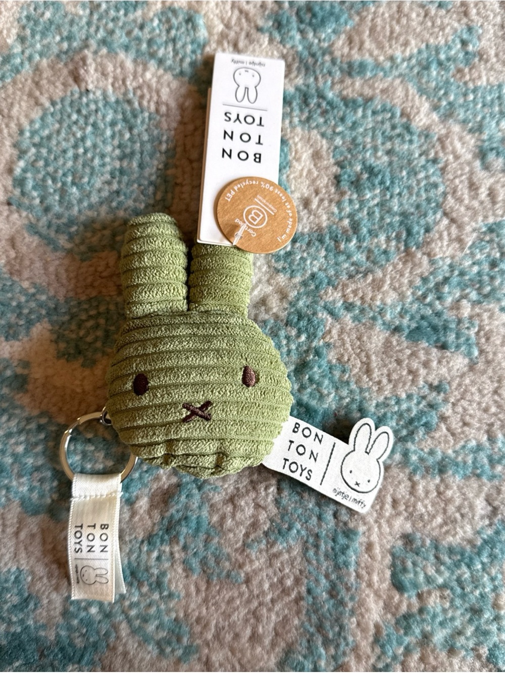 Bon Ton Toys Green Corduroy Miffy Bunny Keychain Plush